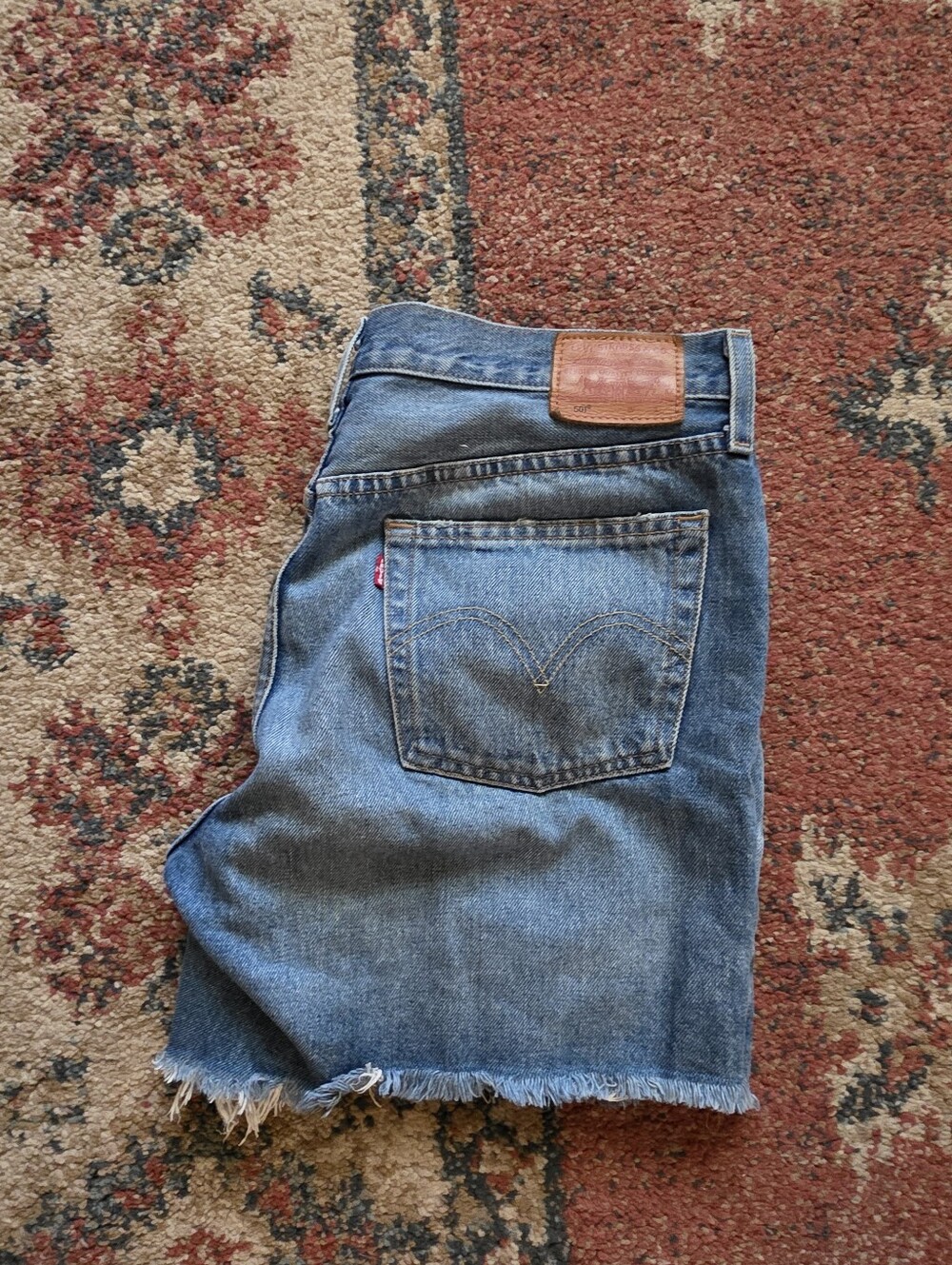 Levi's 501 Premium Distressed Button Fly Cut off Denim Jean Short Size 30